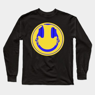 Headphones in a smiley Long Sleeve T-Shirt